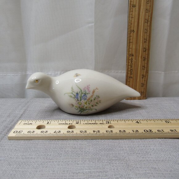 White Bird Irish Porcelain Figurine Vintage Signed CRE Flowers Blue Pink Yellow - Picture 7 of 10